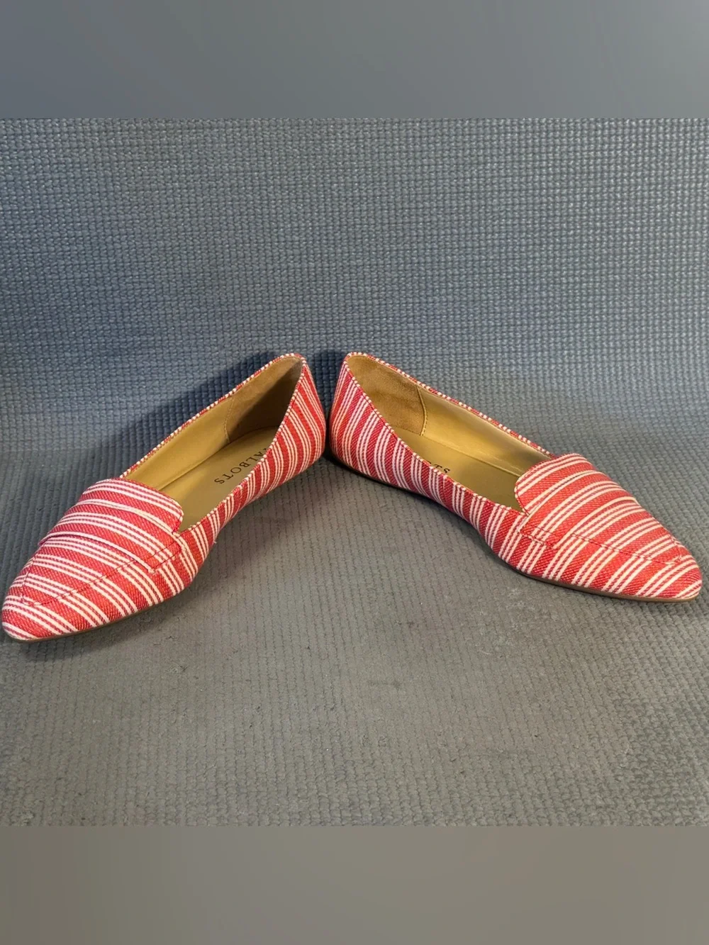 Talbots Francesca Driving Moccasins Red/White Stripe Shoes Women's Size 6.5